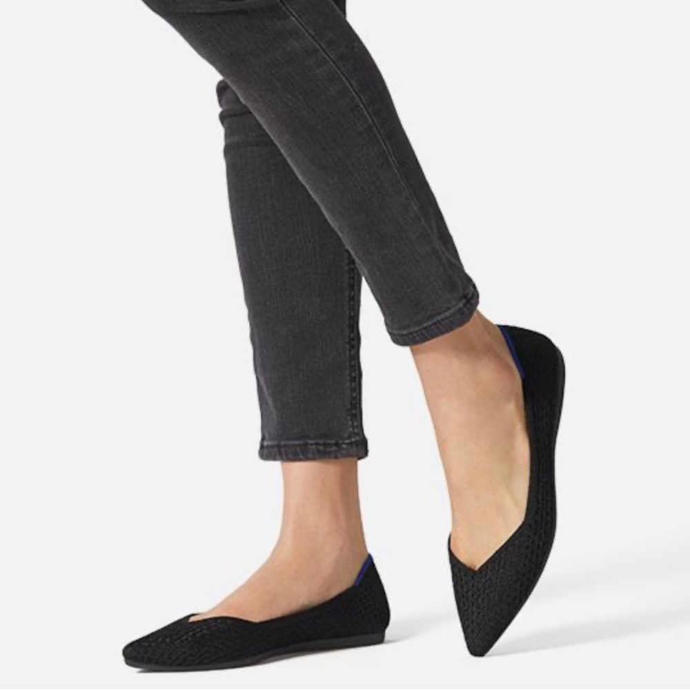 Rothy’s Black Honeycomb Point Ballet Flat 9